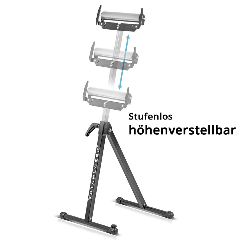 STAHLWERK Rollenbock RB-110 ST Arbeitsbock | Klappbock höhenverstellbar von 720 bis 1.100 mm mit 60 kg Tragkraft und Rollenauflage