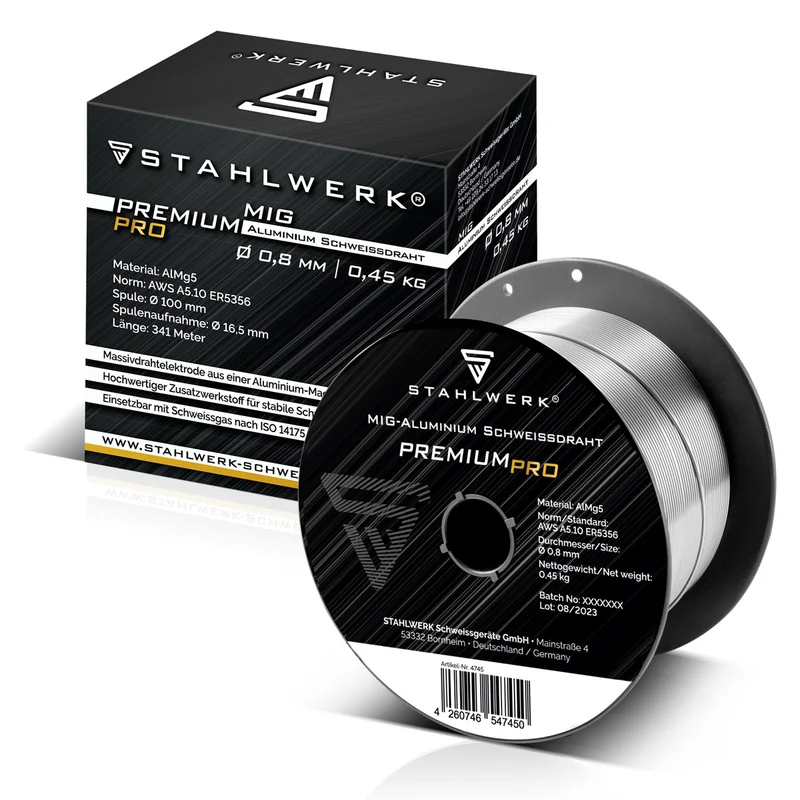 STAHLWERK MIG MAG Aluminium Schweißdraht ER5356 (AlMg5) 0,8 mm 0,45 kg Drahtrolle | Drahtspule | Zusatzwerkstoff | Universal Schweißdraht | Massivdrahtelektrode