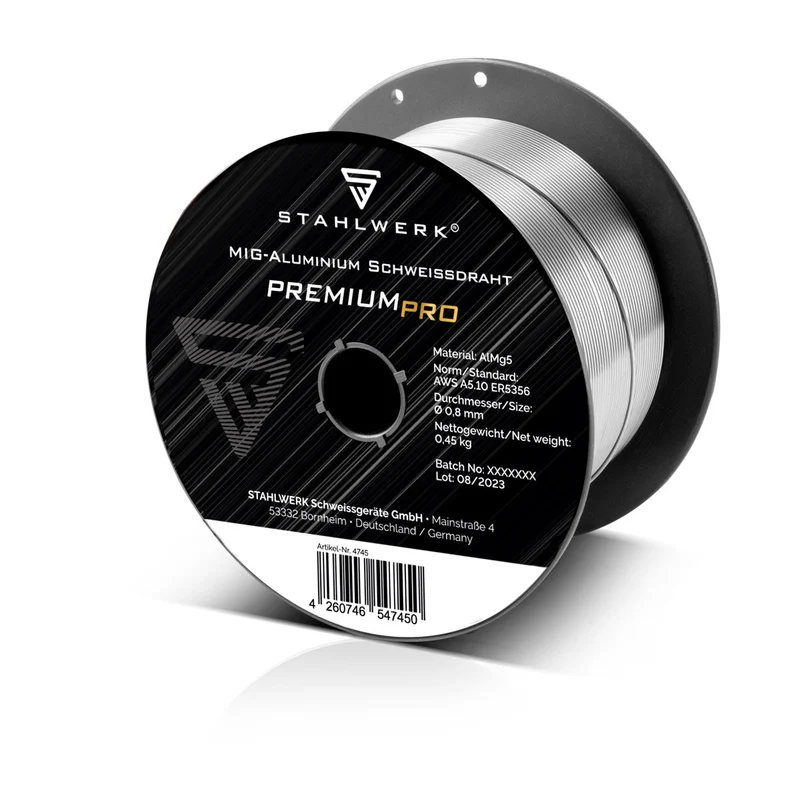 STAHLWERK MIG MAG Aluminium Schweißdraht ER5356 (AlMg5) 0,8 mm 0,45 kg Drahtrolle | Drahtspule | Zusatzwerkstoff | Universal Schweißdraht | Massivdrahtelektrode