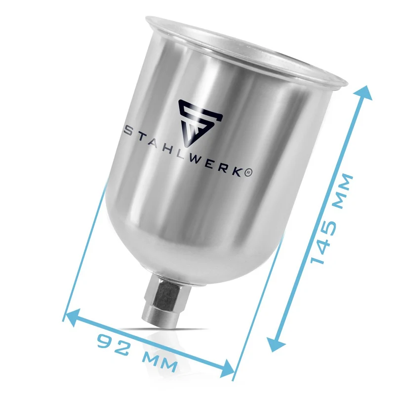 STAHLWERK Alu Lackbecher Set 125 ml / 600ml Farbbecher für Lackierpistole / Spritzpistole / Sprühpistole / Spraypistole