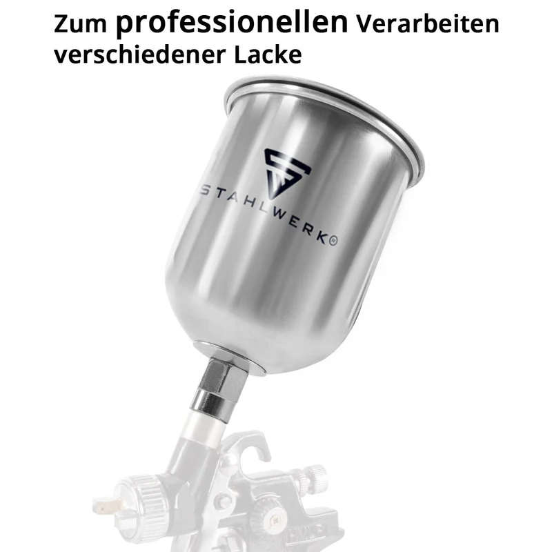 STAHLWERK Alu Lackbecher Set 125 ml / 600ml Farbbecher für Lackierpistole / Spritzpistole / Sprühpistole / Spraypistole