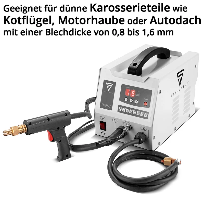 STAHLWERK Ausbeulspotter CBR-90 ST mit 3.000 W und 230 V Smart Repair Ausbeul-Set / Dellenlifter / Punktschweißgerät / Ausbeulwerkzeug / Schweißpistole zur professionellen Reparatur von Kfz Karosserien