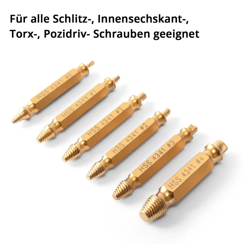 STAHLWERK Linksausdreher / Schraubenentferner / beschädigte Schrauben Ausdreher 6er Set / gehärteter HSS Stahl