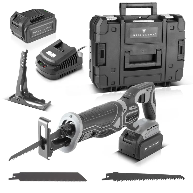STAHLWERK Brushless Akku Set | Handkreissäge AKS-20 ST | Oszillierendes Multifunktionswerkzeug OMTB-20 ST | Säbelsäge BRS-20 ST | Bohrschrauber ABS-18 ST