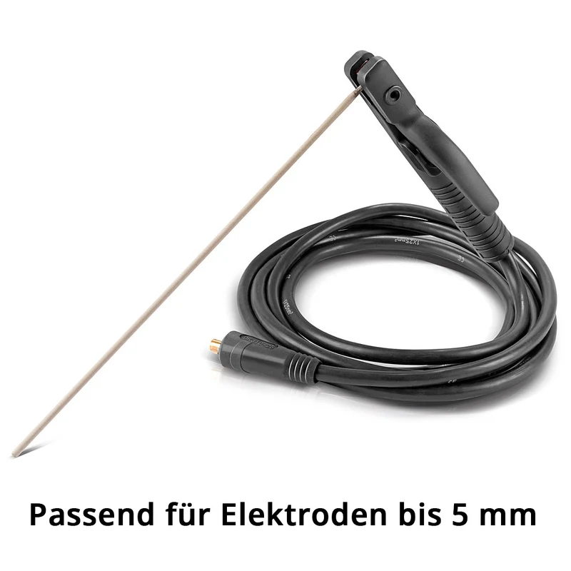 STAHLWERK MMA | ARC Elektrodenhalter bis 200 A Schweißzange | Elektrodenzange | Elektrodenklemme für Schweißgeräte inklusive 3 m Schweißkabel aus reinem Kupfer mit 25 mm² und 9 mm Stecker