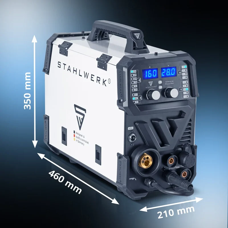 STAHLWERK Schweißgerät CTM-416 Puls Pro Vollausstattung 6-in-1 Schutzgas-Schweißgerät | Inverter mit 160 A, Puls-Funktion für Aluminium und 40 A Plasmaschneider CUT | WIG | MIG MAG | PULS | MMA | FLUX