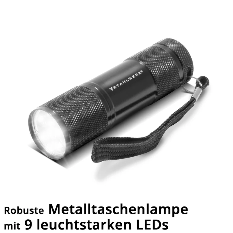 STAHLWERK Multitool mit 12 Werkzeugen, hochwertiges Taschenmesser / Klappmesser / Multifunktionswerkzeug mit Hammer, Messer, Säge, Feile, Kombizange, Schraubendreher etc. inklusive LED Taschenlampe