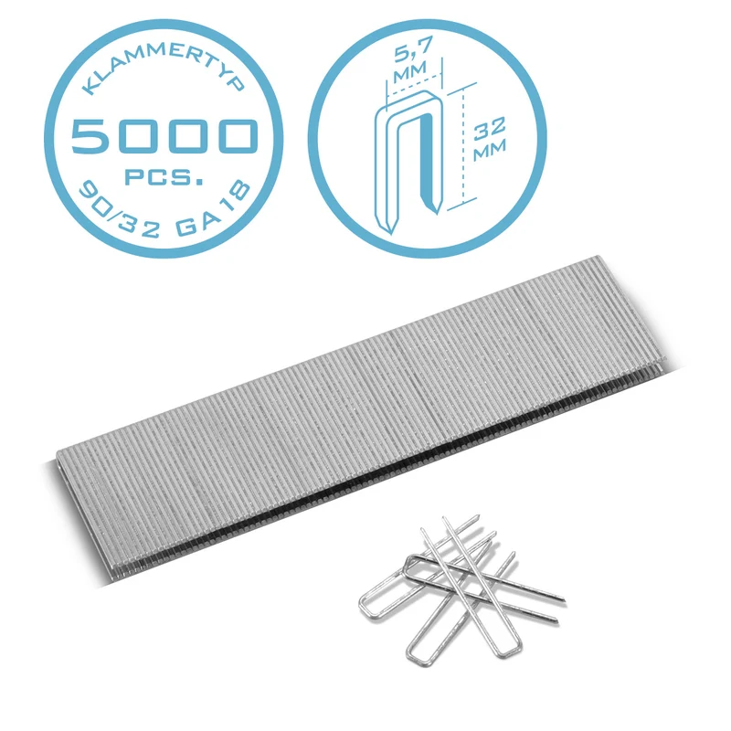STAHLWERK Heftklammern Typ 90 (1,25 x 1,0 mm) mit 32 mm Länge im 5000er Set | Tackerklammern | Klammern für Handtacker, Drucklufttacker und Elektrotacker