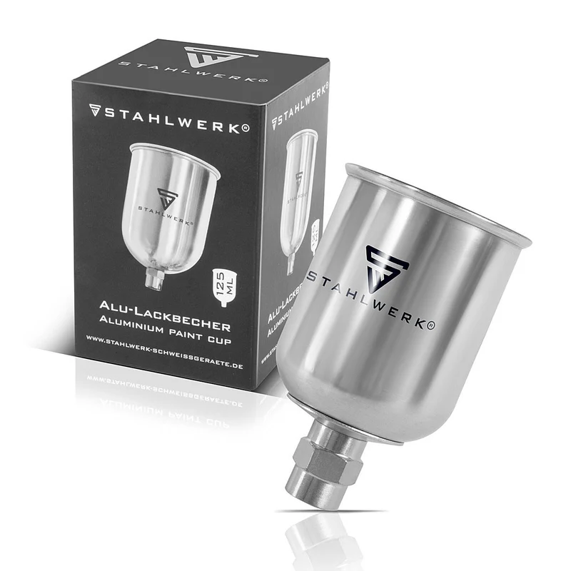 STAHLWERK Alu Lackbecher / Fließbecher 125 ml Farbbecher für Lackierpistole / Spritzpistole / Sprühpistole / Spraypistole