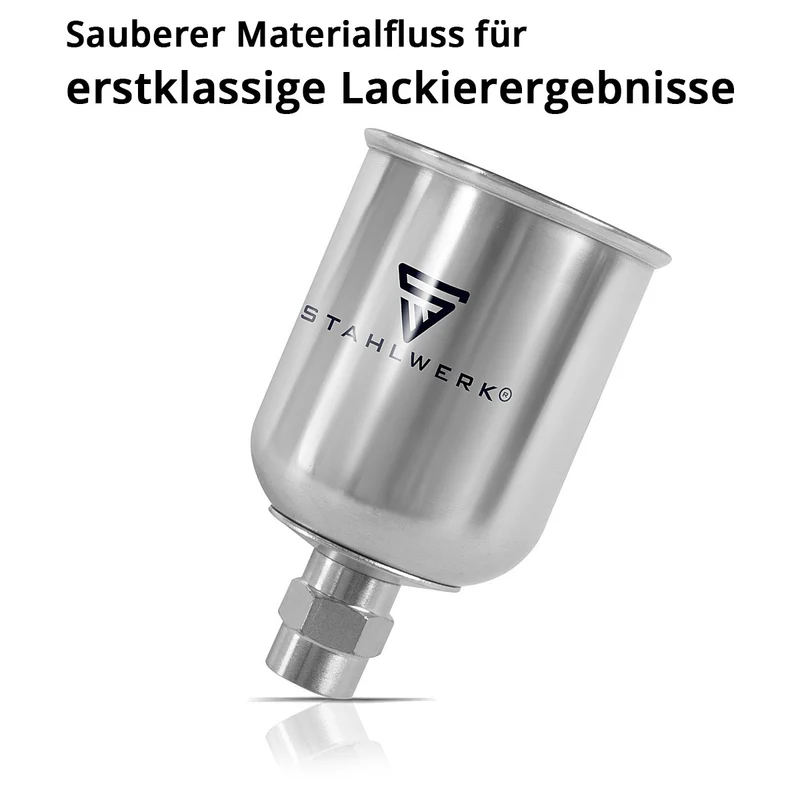 STAHLWERK Alu Lackbecher / Fließbecher 125 ml Farbbecher für Lackierpistole / Spritzpistole / Sprühpistole / Spraypistole