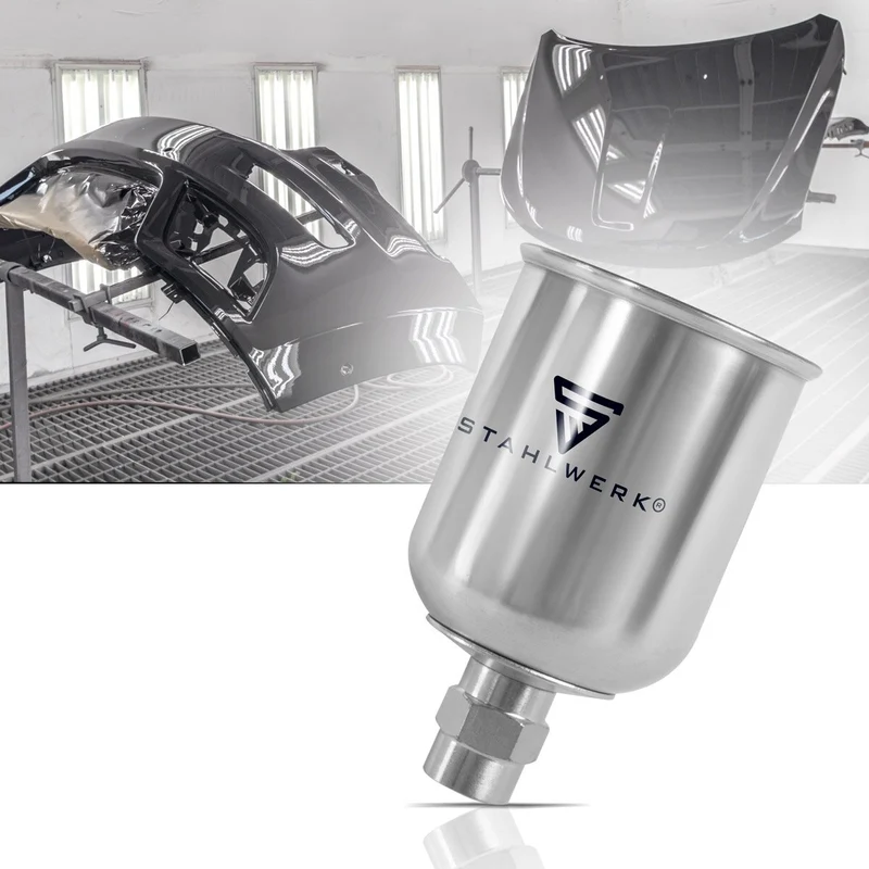 STAHLWERK Alu Lackbecher / Fließbecher 125 ml Farbbecher für Lackierpistole / Spritzpistole / Sprühpistole / Spraypistole