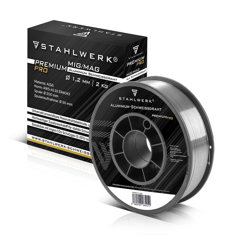 STAHLWERK MIG MAG Premium Aluminium Schweißdraht / Drahtrolle ER4043 Si5 1,2 mm S200/D200 2 kg für Aluminium-Schweißarbeiten mit Schutzgas