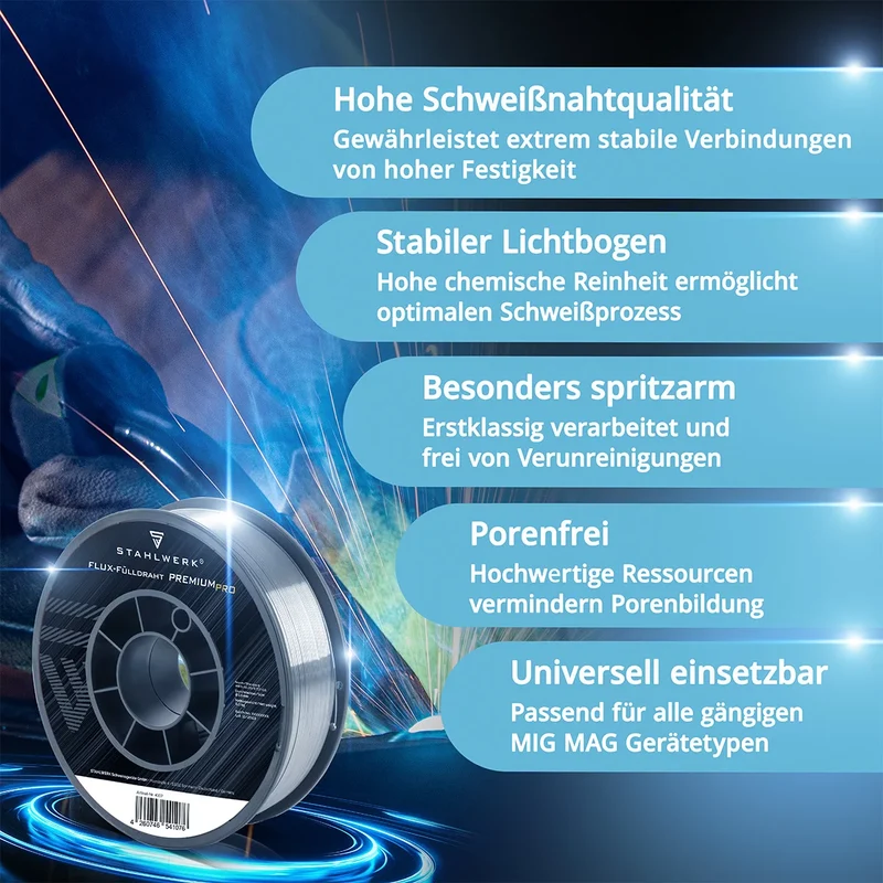 MIG MAG Premium Fülldraht E71T-GS Ø 1,0 mm S200/D200 Rolle 5 kg