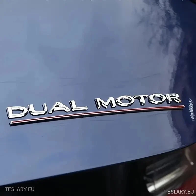 Tesla Model 3 / Y Dual Motor Logo Emblem Schwarz, Rot, Chrom, Gold & andere Farben