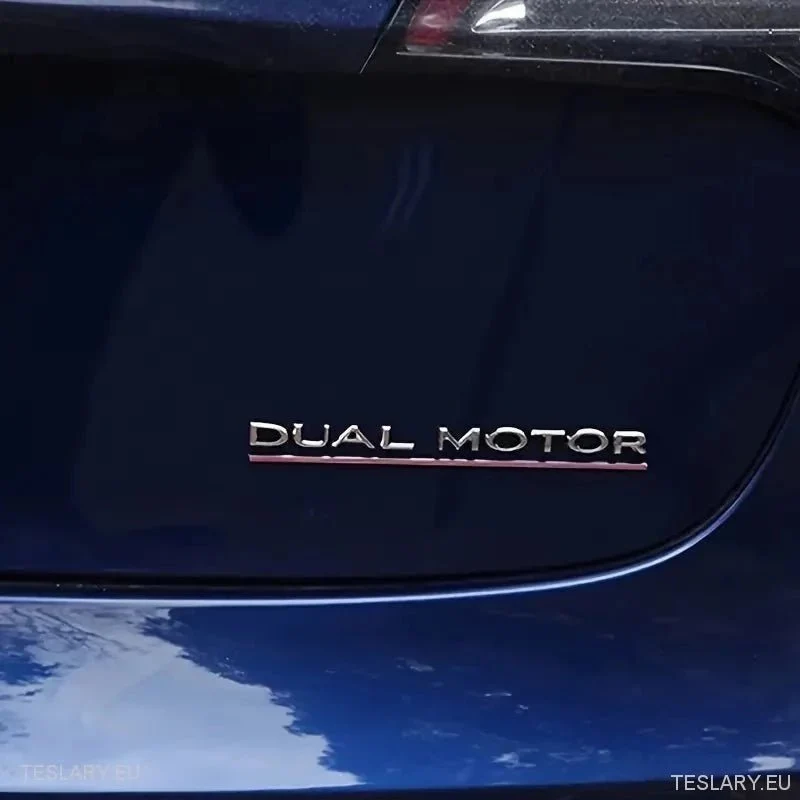 Tesla Model 3 / Y Dual Motor Logo Emblem Schwarz, Rot, Chrom, Gold & andere Farben