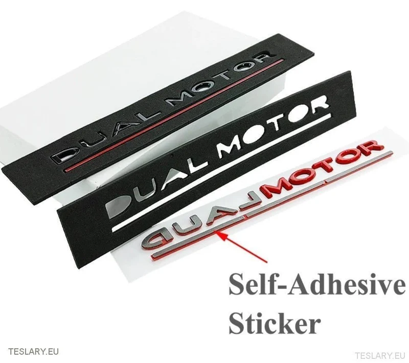 Tesla Model 3 / Y Dual Motor Logo Emblem Schwarz, Rot, Chrom, Gold & andere Farben