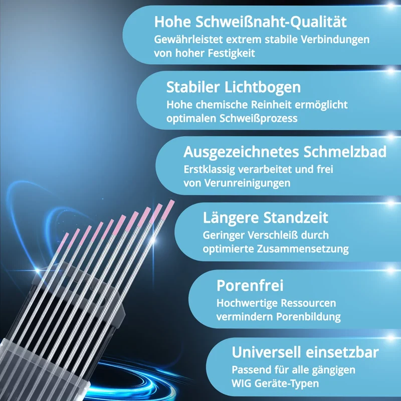 STAHLWERK Wolframelektroden / Schweißelektroden WX Pink 1,6 + 2,4 mm je 5 im praktischen 10er Set