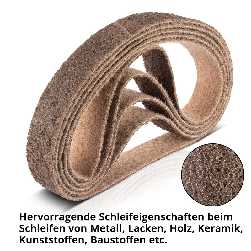 STAHLWERK Schleifvlies 5er Set grobe Körnung 40 x 760 mm Schleifband | Vliesbänder | Poliervlies | Universal-Schleifbänder | Schleifmittel für Rohrbandschleifer, Bandschleifer und Schleifgeräte