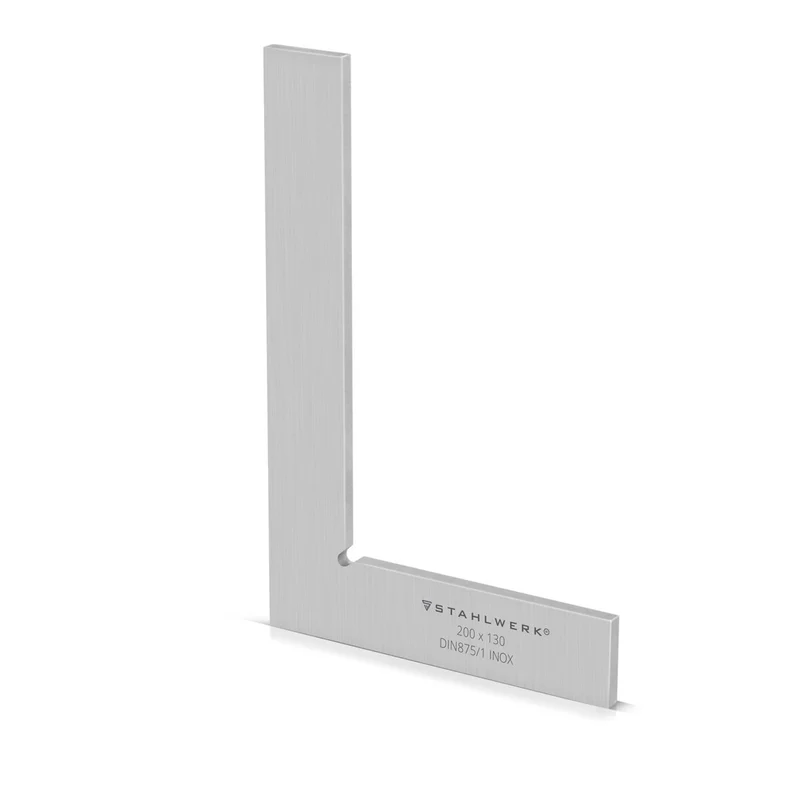 STAHLWERK Flachwinkel 90° 200 x 130 mm DIN 875/1 Kontrollwinkel / Schlosserwinkel / Anschlagwinkel / Präzisionswinkel aus rostfreiem Edelstahl