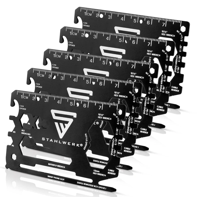 STAHLWERK Toolcard 18 in 1 Multifunktionswerkzeug in Kartengröße 5er Set