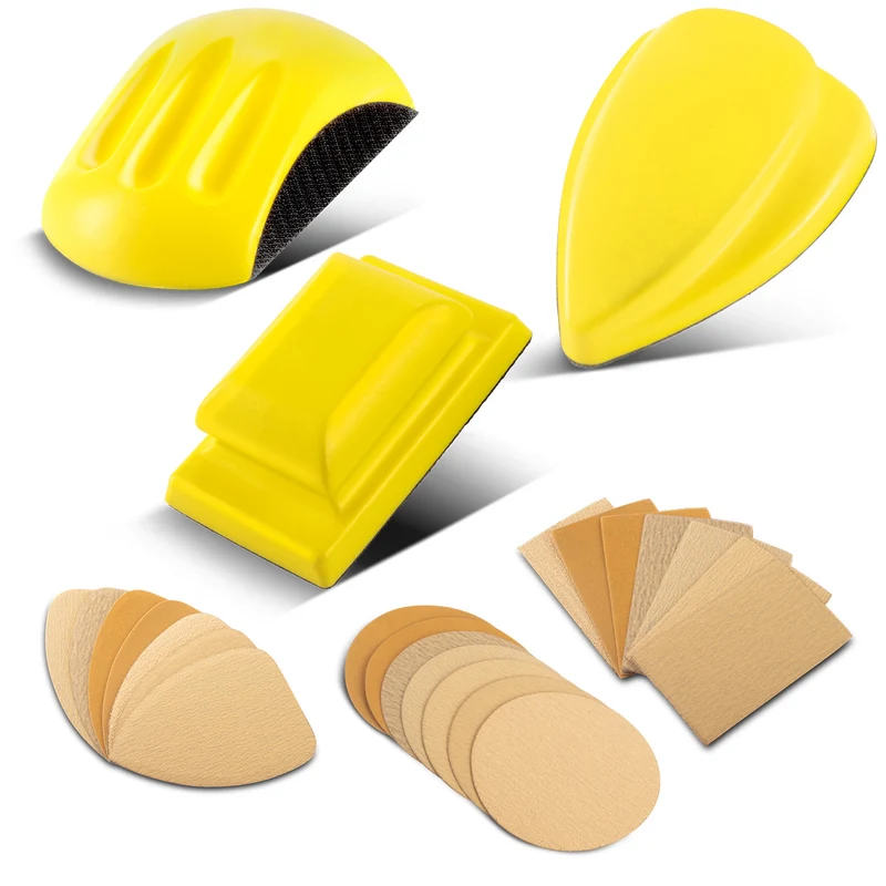 STAHLWERK Handschleifblock 3er Set mit P80 | P100 | P120 | P150 | P180 | P240 | P320 Körnung, Schleifblock | Schleifschwamm | Schleifpad | Schleifklotz | Handschleifer aus PU-Schaumstoff mit Klett-Schleifmittel