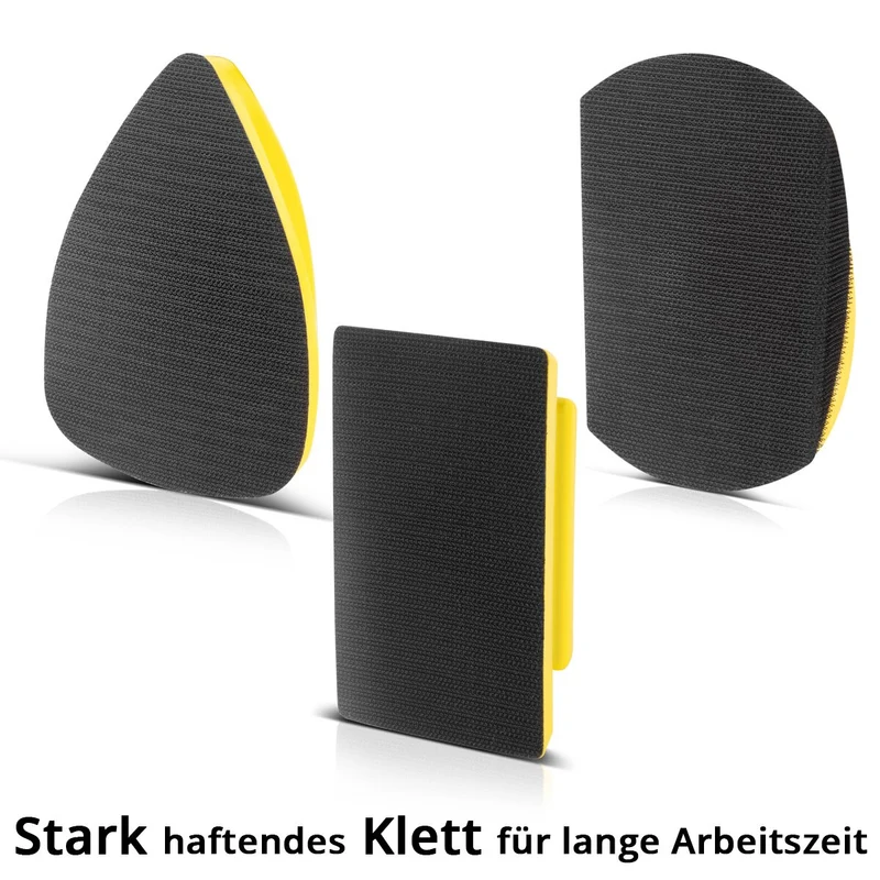 STAHLWERK Handschleifblock 3er Set mit P80 | P100 | P120 | P150 | P180 | P240 | P320 Körnung, Schleifblock | Schleifschwamm | Schleifpad | Schleifklotz | Handschleifer aus PU-Schaumstoff mit Klett-Schleifmittel