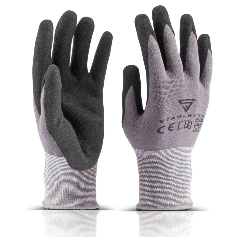 STAHLWERK Arbeits- und Montagehandschuhe Größe XL 5er Pack / Schutzkleidung / robust und strapazierfähig aus Nitrilkautschuk