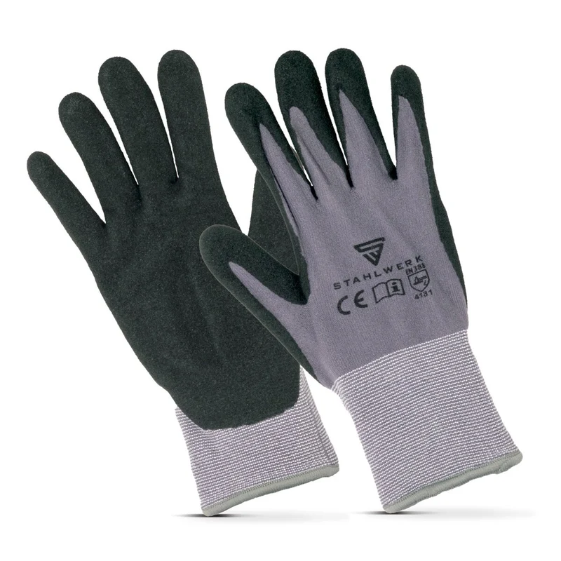 STAHLWERK Arbeits- und Montagehandschuhe Größe XL 5er Pack / Schutzkleidung / robust und strapazierfähig aus Nitrilkautschuk