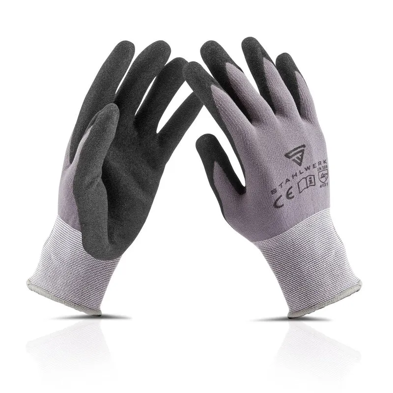 STAHLWERK Arbeits- und Montagehandschuhe Größe XL 5er Pack / Schutzkleidung / robust und strapazierfähig aus Nitrilkautschuk