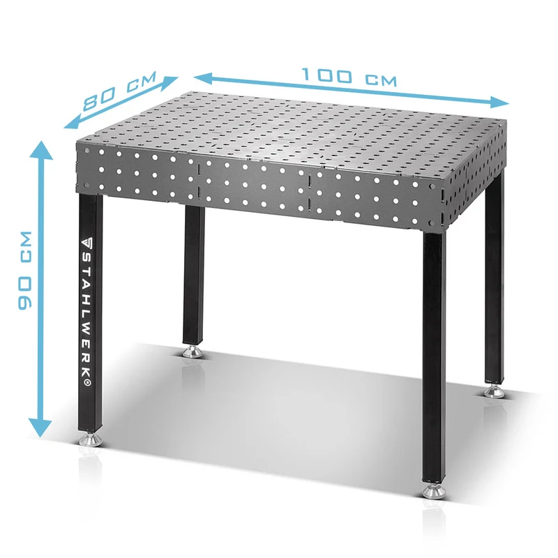 STAHLWERK 3D Schweißtisch WT-100 3D ST mit 1.000 kg Tragkraft, D16 Lochsystem und 6 mm Arbeitsplatte 100 x 80 cm, Montagetisch DIY-Bausatz zum Selbstschweißen aus Carbonstahl mit nivellierbaren Füßen
