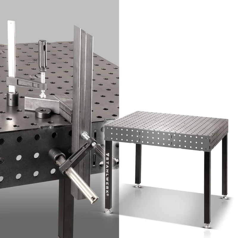 STAHLWERK 3D Schweißtisch WT-100 3D ST mit 1.000 kg Tragkraft, D16 Lochsystem und 6 mm Arbeitsplatte 100 x 80 cm, Montagetisch DIY-Bausatz zum Selbstschweißen aus Carbonstahl mit nivellierbaren Füßen