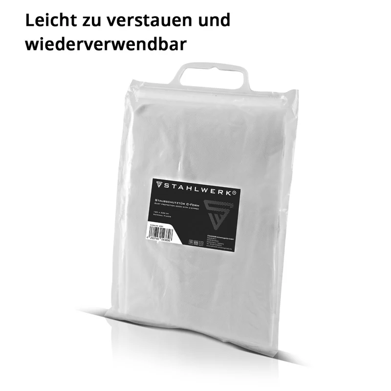 STAHLWERK Staubschutztür C-Form / Staubtür / Schmutzschleuse / Staubvorhang mit integriertem Reißverschluss