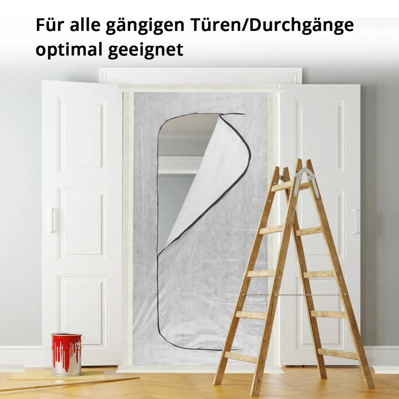STAHLWERK Staubschutztür C-Form / Staubtür / Schmutzschleuse / Staubvorhang mit integriertem Reißverschluss