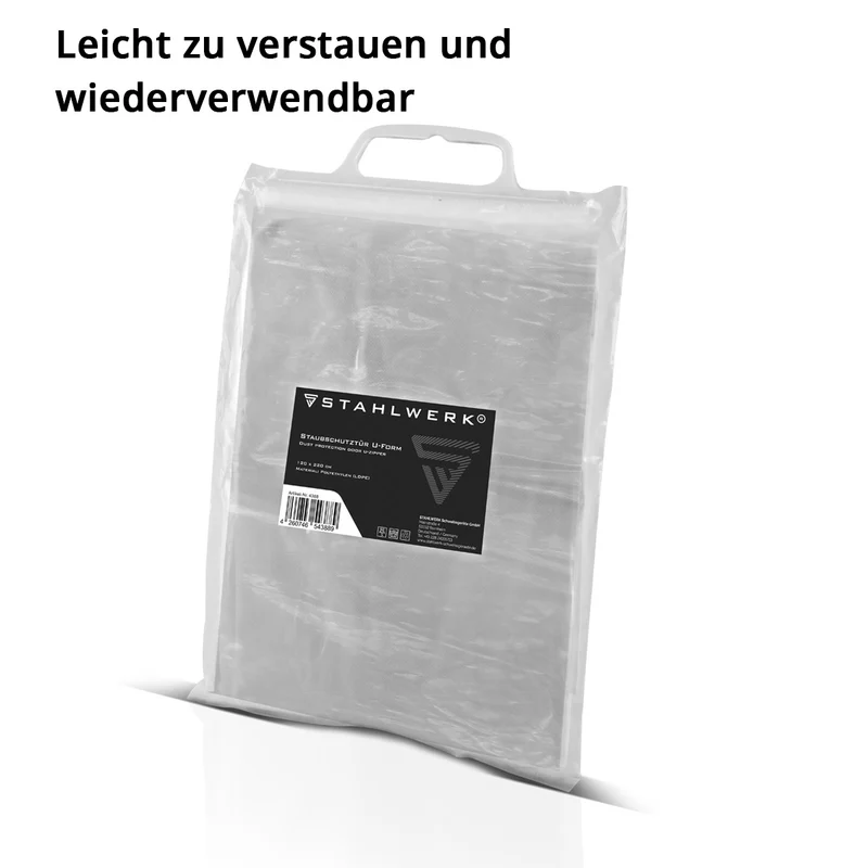 STAHLWERK Staubschutztür U-Form Staubtür / Schmutzschleuse / Staubvorhang mit integriertem Reißverschluss