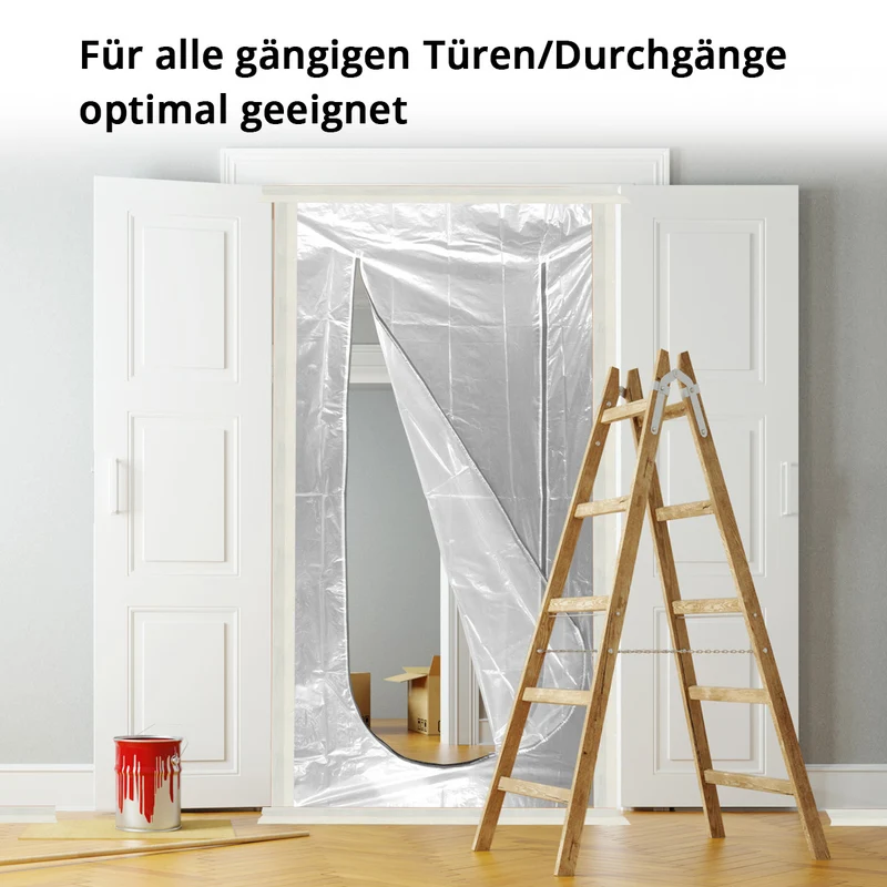 STAHLWERK Staubschutztür U-Form Staubtür / Schmutzschleuse / Staubvorhang mit integriertem Reißverschluss
