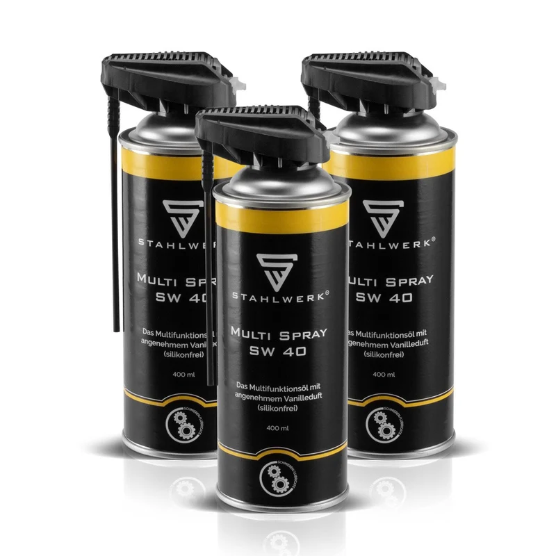 STAHLWERK 3er Set Multi Spray SW 40 multifunktionales Kriech- und Wartungsöl / Multifunktions-Spray für Haushalt, Industrie und Werkstatt