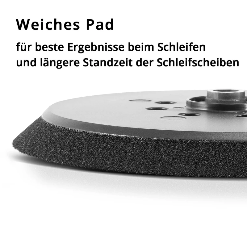 STAHLWERK Universal-Hochleistungs-Schleifteller / Schleifscheibe 225 mm, gelochte Ausführung mit Klett-System und M6 Aufnahme für Trockenbauschleifer