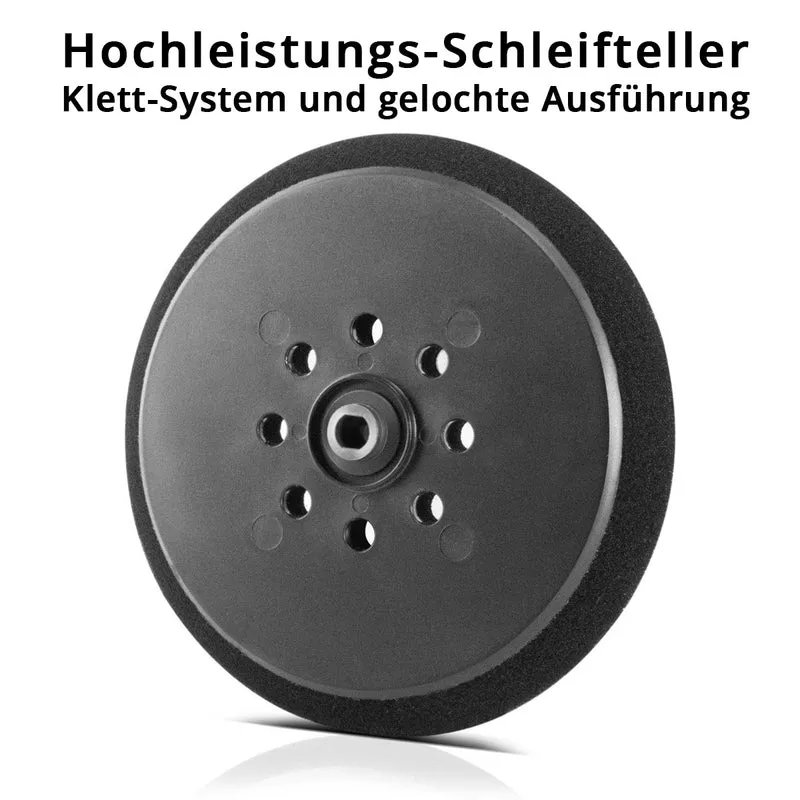 STAHLWERK Universal-Hochleistungs-Schleifteller / Schleifscheibe 225 mm, gelochte Ausführung mit Klett-System und M6 Aufnahme für Trockenbauschleifer