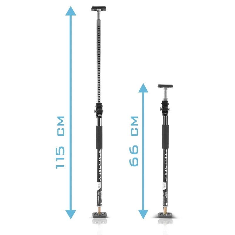 STAHLWERK Montagestütze | Baustütze MH-115 ST 4er Set 66-115 cm, 40 kg Tragkraft, robuster Türspanner | Teleskopstütze | Spannstütze