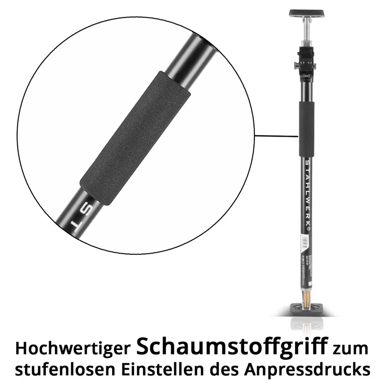 STAHLWERK Montagestütze | Baustütze MH-115 ST 4er Set 66-115 cm, 40 kg Tragkraft, robuster Türspanner | Teleskopstütze | Spannstütze