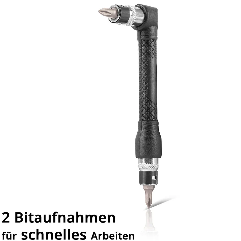STAHLWERK 19-teiliges Winkelschraubendreher-Bit-Set 1/4 Zoll mit Bits und Stecknüssen aus Chrom-Vanadium, beidseitig verwendbar, L-Form Schraubendreher | Schraubenzieher | Steckschlüssel Set
