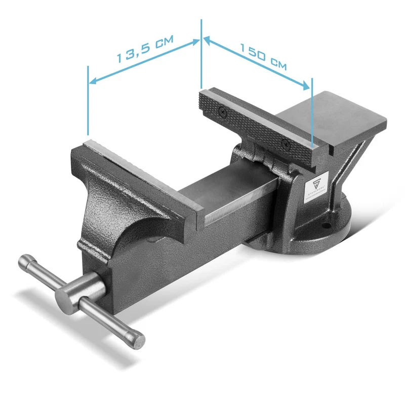 STAHLWERK Schraubstock BV-150 ST aus Gusseisen mit 150 mm Spannweite, Maschinenschraubstock | Werkbankschraubstock | Spannvorrichtung | Parallelschraubstock | Tischschraubstock mit Amboss