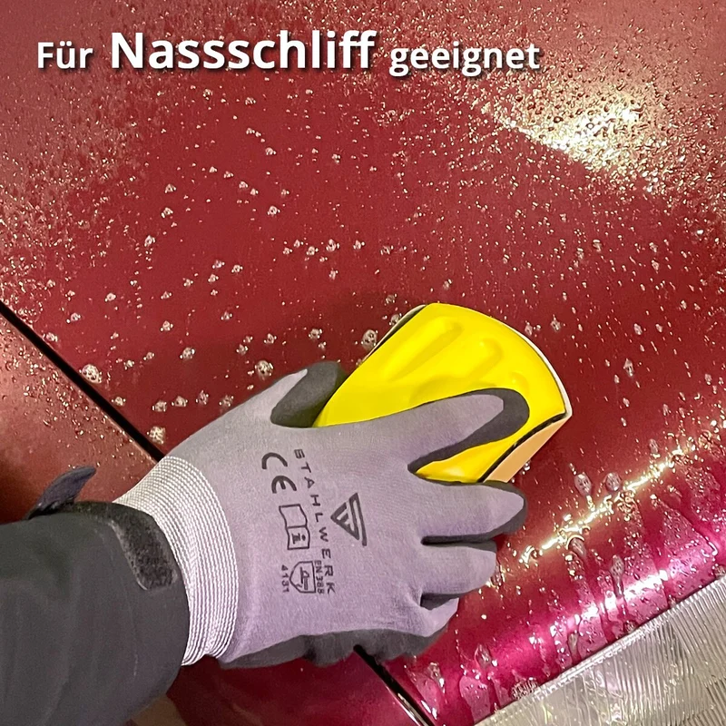 STAHLWERK Handschleifblock Set mit P80 | P100 | P120 | P150 | P180 | P240 | P320 Körnung, Schleifblock | Schleifschwamm | Handschleifer aus PU-Schaumstoff mit Klett-Schleifmittel 85 x 125 mm
