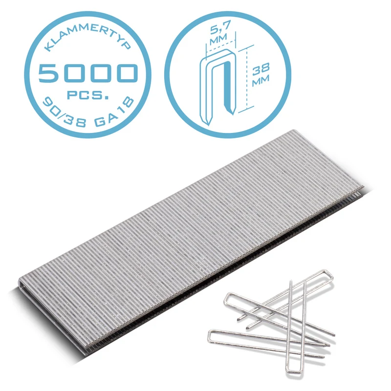 STAHLWERK Heftklammern Typ 90 (1,25 x 1,0 mm) mit 38 mm Länge im 5000er Set | Tackerklammern | Klammern für Handtacker, Drucklufttacker und Elektrotacker