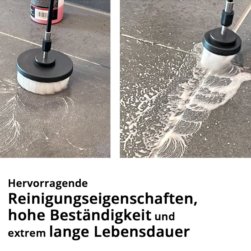 STAHLWERK Bürsten-Aufsatz 4er Set für Akkuschrauber und Bohrmaschinen, Reinigungs-, Polier- und Detailing-Bürsten mit Standard-Bit-Aufnahme inklusive Verlängerungs-Adapter
