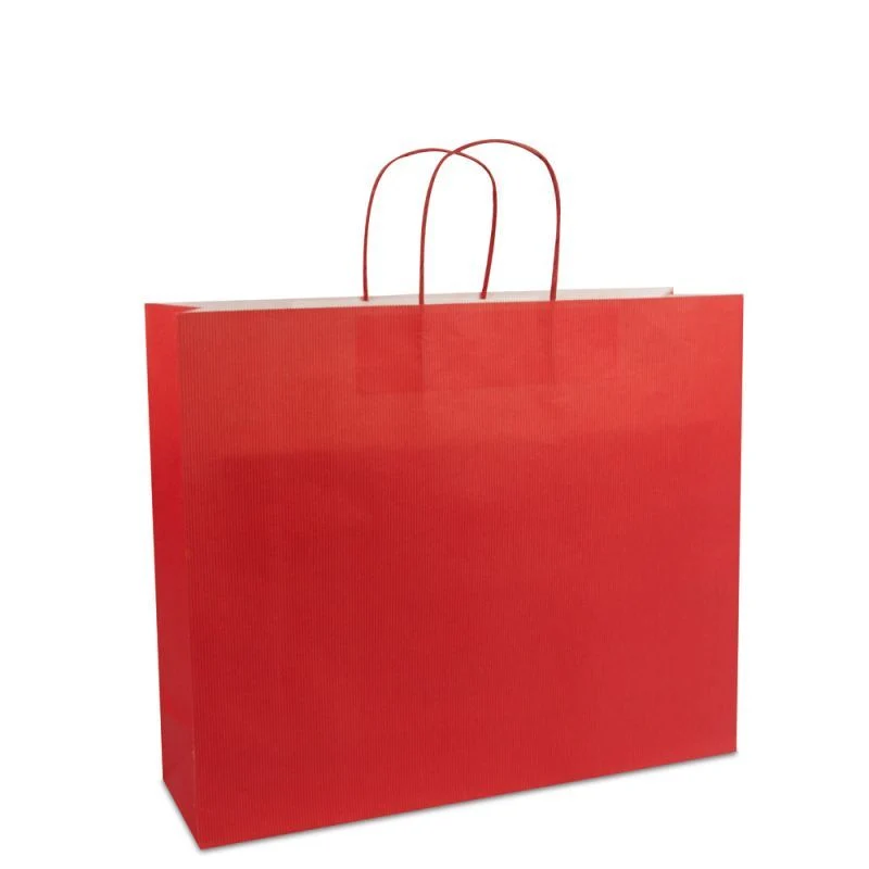 Papiertragetaschen mit gedrehte Griffe und Bodenkarton 42+12x35 cm Rot (250 Stück) [FP-006042]