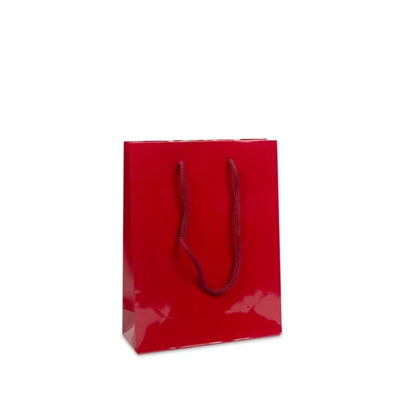 Luxuriöse Papiertaschen Glänzend 20+8x26 cm Bordeauxrot (100 Stück) [FP-DPK024]