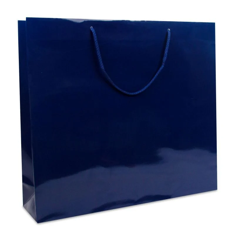 Luxuriöse Papiertaschen Glänzend 51+13x45 cm Dunkelblau (50 Stück) [FP-DPK006]