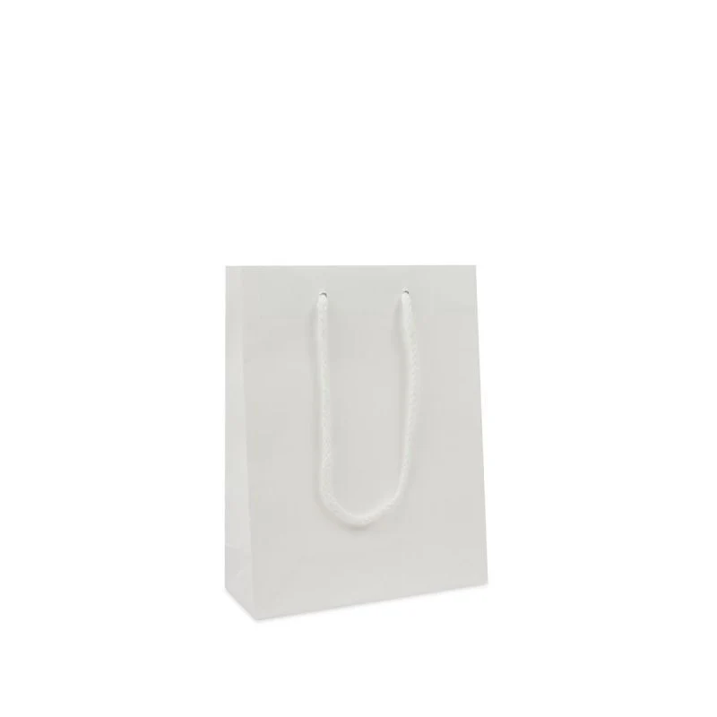 Luxuriöse Papiertaschen Kraftpapier 20+8x26 cm Weiß (100 Stück) [FP-DPK108]