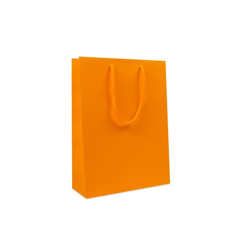 Luxuriöse Papiertaschen - Fluoreszierend matt 26+10x35 cm Orange (100 Stück) [FP-DPK105]
